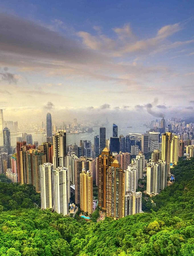 城市建筑与山景