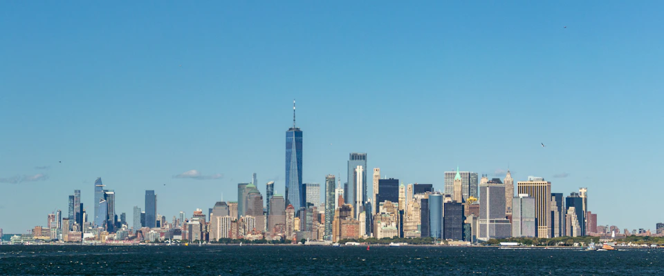 The Manhattan skyline and waterfront in New York
